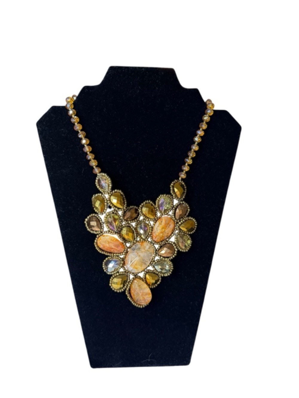 Women's Unbranded Gold & Orange Statement Necklace, One Size